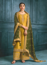 Georgette Salwar Suit Fancy Suit in Yellow